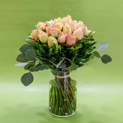 Μπουκέτο με δίχρωμα τριαντάφυλλα (κίτρινο - ροζ)