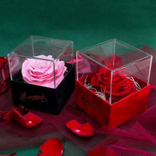 Βελούδινο κουτί με forever rose καρδιά