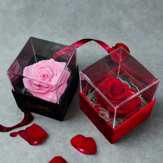 Βελούδινο κουτί με forever rose καρδιά